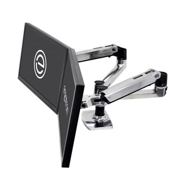 Ergotron 45-245-026 LX Dual Side-by-Side Arm Monitor Mount - Polished Aluminum