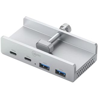 Cruxtec TC3-2C2A-SV 4-Port Clamp-Mounted USB 3.1 GEN2 10Gbps Hub with Type-C Power Port
