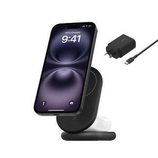 Belkin WIZ028auBK BoostCharge 2-in-1 Qi2 15W Magnetic Wireless Charger Black