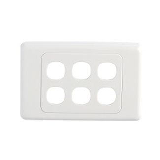 Alogic WP-6G 6 Gang Wall Plate - Clipsal Compatible (White)