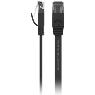 Cruxtec FC6-020-BK CAT6 UTP Flat Ethernet Cable Black 2m