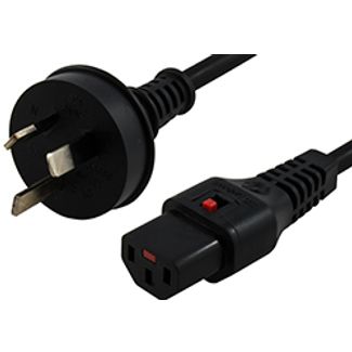 IEC Lock IECL-3P-005 50cm IEC LOCK Power Cable 3 Pin AU Plug to IEC-C13(F) Black