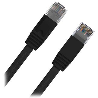 Cruxtec FC6-200-BK CAT6 UTP Flat Ethernet Cable Black 20m