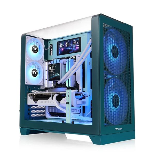 Thermaltake CA-11F-00MTWN-00 View 390 Air Curved Tempered Glass Mid Tower ATX Case Transformative Teal