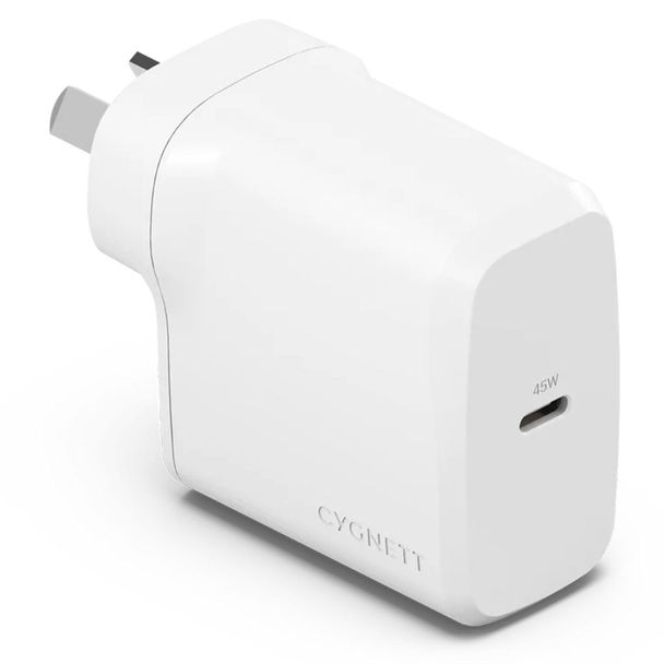 Cygnett CY4738PDWCH 45W PowerPlus USB-C PD GaN Fast Wall Charger White
