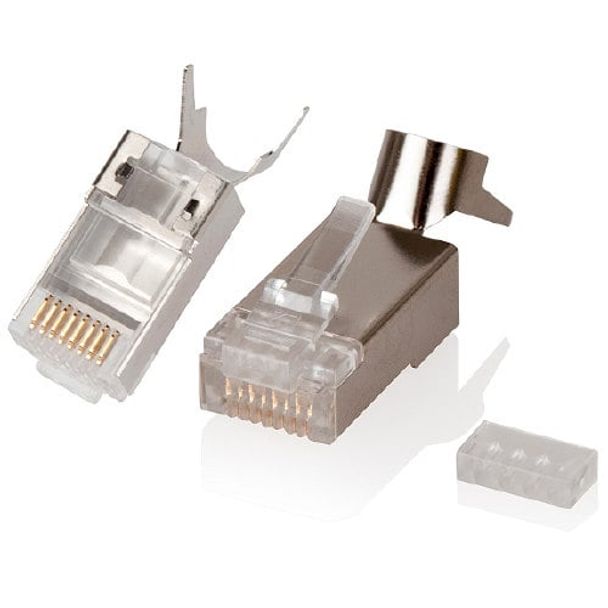 Serveredge RJ45-8P8C-C6ASHLD-10 8P8C CAT6A Fully Shielded Modular Crimp Plug for 22AWG~23AWG Wire (Solid / Stranded) - Pack of 10