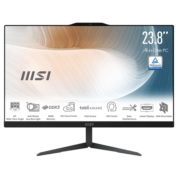 MSI MODERN AM242P 1M-1652AU All-In-One Desktop PC 23.8" FHD Core 5 120U 16GB 1TB W11P Black