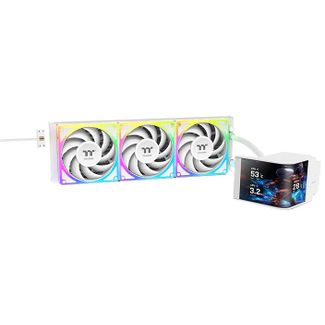 Thermaltake CL-W454-PL12SW-A MAGCurve 360 Ultra ARGB with 6.67" Curved AMOLED Display AIO Liquid CPU Cooler Snow Edition