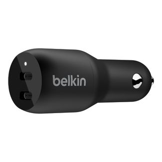 BELKIN CCB002BTBK 2 PORT CAR CHARGER, 18W USB-C (2) FAST CHARGE PD, BLK,2YR W $2500 CEW