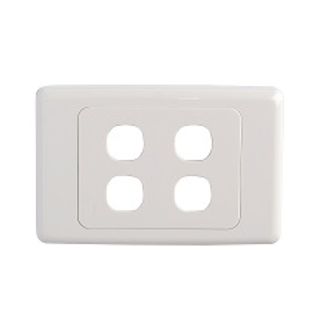 Alogic WP-4G 4 Gang Wall Plate - Clipsal Compatible (White) 
