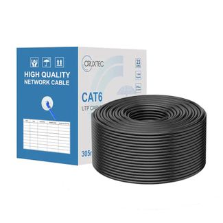 Cruxtec C6BC23A-305-BK CAT6 UTP Ethernet Cable Reel Box with Solid Conductor 305m Black
