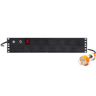 Serveredge SEDG-12P-GPO-20AC Basic horizontal 12 Port PDU (12) 3 Pin AUS GPO Output (1) 3 Pin captive Plug Input 20A 240V W/ Overload Protection