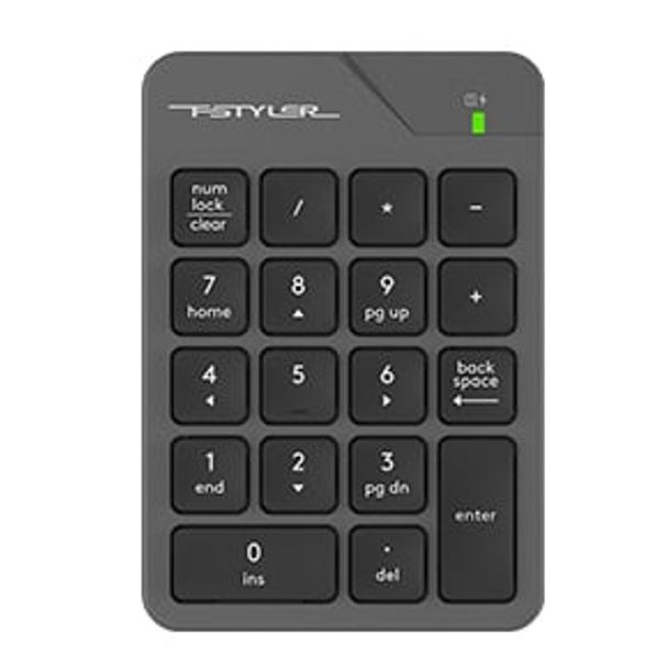 A4tech ERAXA701 FGK21C Fstyler 2.4G Wireless Rechargeable Numeric Keypad USB Black+Blue Receiver+Type Adapter Grey