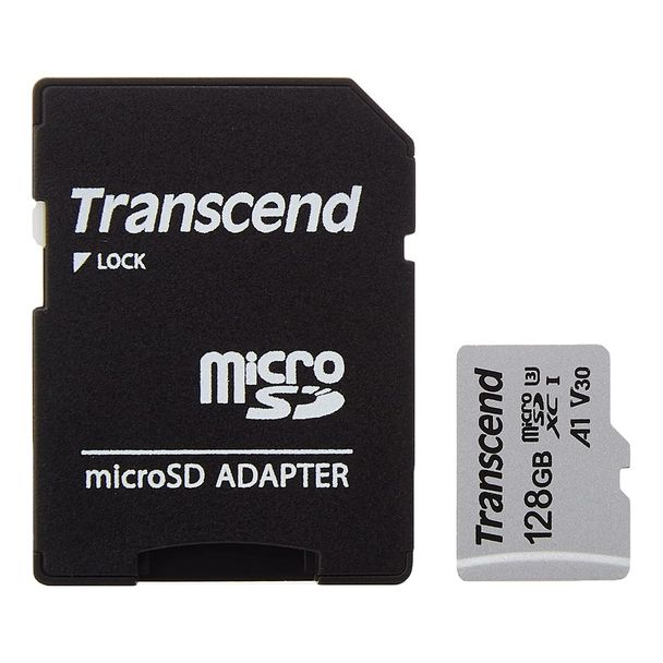 Transcend TS128GUSD300S-A 300S 128GB HS-I U3 A1 microSD with Adapter