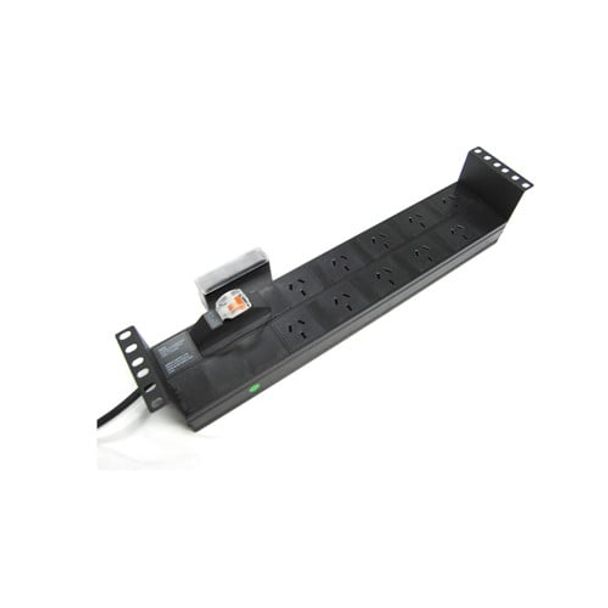 Powershield RPR-10HMCB Power Distribution Unit Unmanaged 19-Inch Horizontal Power Rail with 10 x 10A Australian Sockets