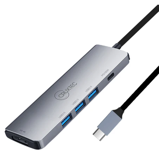 Cruxtec CMH05-SG 5-in-1 USB-C Mini Dock with HDMI Output