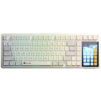 AULA L99-WY-C L99 Tri-mode Mechanical Wireless Keyboard White Keycaps Caramel Latte Switch with 3.98" Display