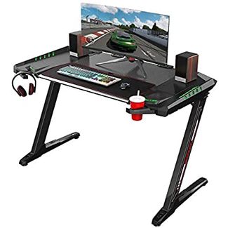 Eureka ERK-EDK-Z2 Ergonomic Z2 PC Gaming Desk with RGB Lights, Retractable Cup Holder & Headset Hook