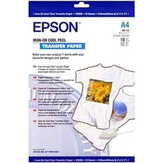 Epson C13S041154 Iron On Cool Peel Transfer Paper 124gsm Pack of 10