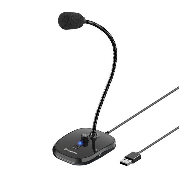 Simplecom UM360 Plug and Play USB Desktop Microphone with Headset Jack