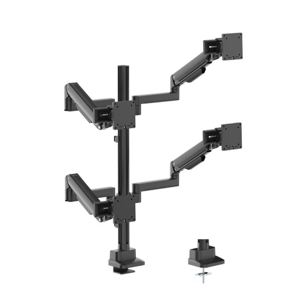 Brateck LDT86S-C048S-BLK Modular Mechanical Spring Quad Monitor Arm with Sliders