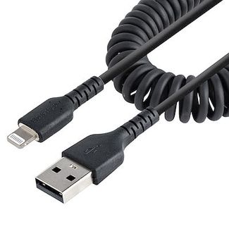 StarTech RUSB2ALT1MBC USB to Lightning Cable - 1m Coiled Cable Black