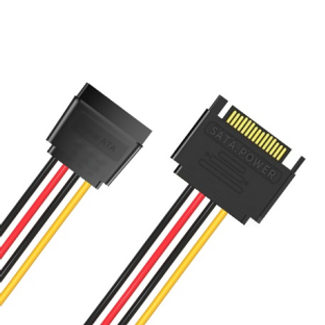 Cruxtec PST-15PT-20BK SATA Power Extender Cable 15pin Male to 15pin Female 20cm