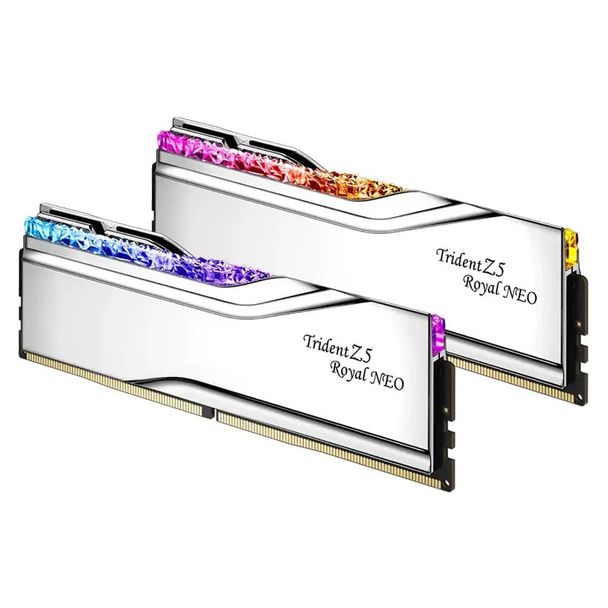 G.Skill F5-6000J2836G16GX2-TR5NS Trident Z5 Royal Neo RGB 32GB (2x 16GB) DDR5 6000MHz CL28 AMD Desktop Memory Silver