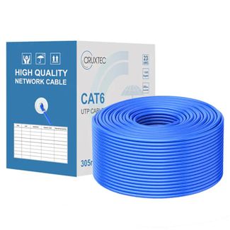Cruxtec C6BC23A-305-BL CAT6 UTP Ethernet Cable Reel Box with Solid Conductor 305m Blue