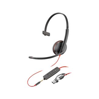 Poly 8X227AA Blackwire 3215 Mono USB-C Headset + 3.5mm Plug + USB-C/A Adapter
