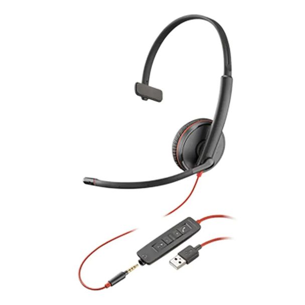 Plantronics 209746-201 Blackwire C3215 MONAURAL UC USB-A Headset W/ 3.5MM