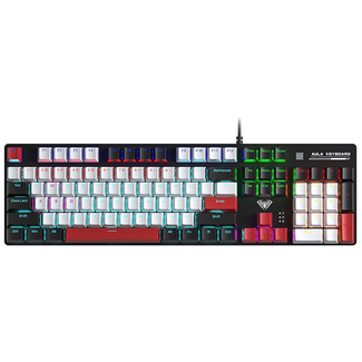 AULA S500-BR-R S500 Wired Zoned RGB Mechanical Keyboard Black+White+Red Keycaps Red Switch