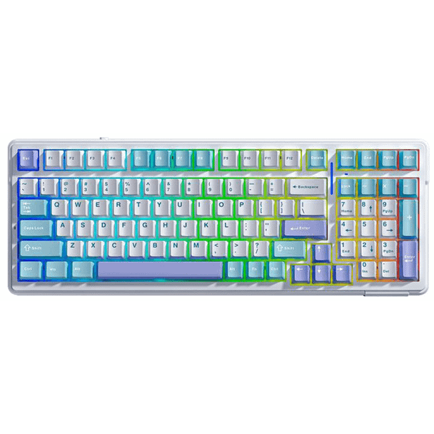 AULA F99-BD-G F99 Wireless Tri-Mode Gasket Mechanical Keyboard Light Blue+White+Dark Purple Keycaps