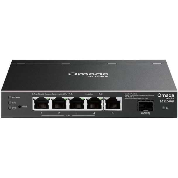 TP-Link Omada Access SG2206MP 5 Port Gigabit PoE+ Switch