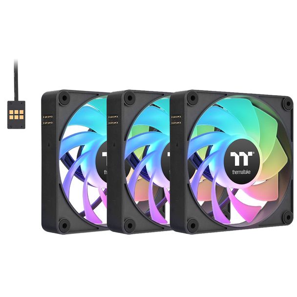 Thermaltake CL-F192-PL12SW-A CT120 120mm EX Reverse ARGB Magnetic Connect PWM Fans Black 3-Pack