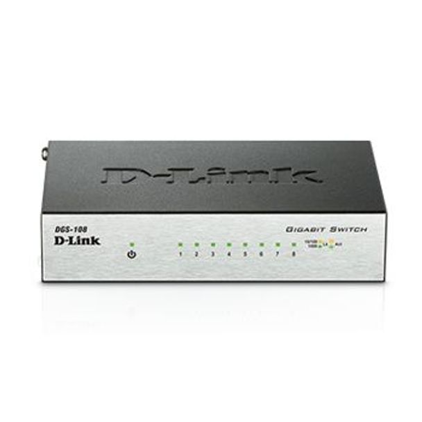 D-Link DGS-108 8 Port Unmanaged Gigabit Desktop Switch (METAL HOUSING)