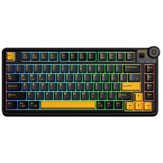 AULA AU75-BGY-S AU75 Gasket 3 in 1 Mechanical Wireless Keyboard Black+Grey+Yellow Keycaps Star Vector Switch