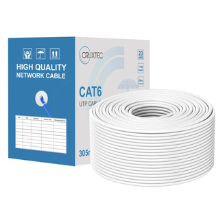 Cruxtec C6BC23A-305-WH CAT6 UTP Ethernet Cable Reel Box with Solid Conductor 305m White