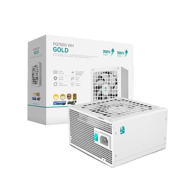 DeepCool R-PQ750G-FD1W-JGAU-V1 Gamer Storm PQ750G 750W 80+ Gold PCIe 5.1 ATX 3.1 Fully Modular Power Supply White