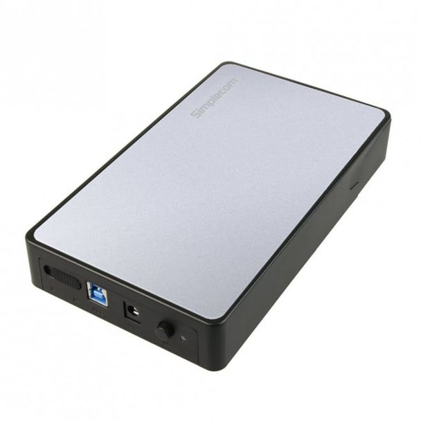 Simplecom SE325-SILVER Tool Free 3.5' SATA HDD to USB 3.0 Hard Drive Enclosure - Silver Enclosure