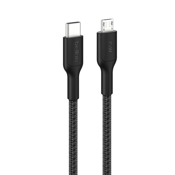 Belkin CAB026FQ1MBK BoostCharge Pro USB-C to Micro-USB Braided Cable 1M Black