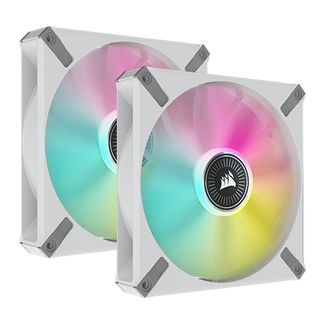 Corsair CO-9050119-WW ML140 RGB Elite 140mm Magnetic Levitation RGB Fan with AirGuide 2-Pack with Lighting Node CORE White Frame