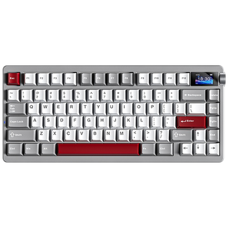 AULA NOVA75-WGR-C NOVA75 Smart Custom Mechanical Wireless Keyboard White+Grey+Red Keycaps Caramel Latte Switch
