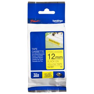 Brother TZE-S231 12mm Black on White Strong Adhesive TZE Tape