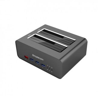 Simplecom SD352 USB 3.0 Dual SATA Aluminium Docking Station with 3 Port Hub and 1 Port 2.1A USB Charger