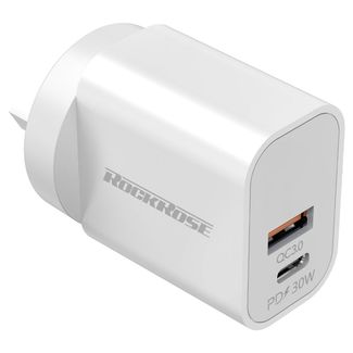 RockRose RRTC17AU Casa AC Max 30W PD & QC 3.0 Compatible Dual Port Travel Charger