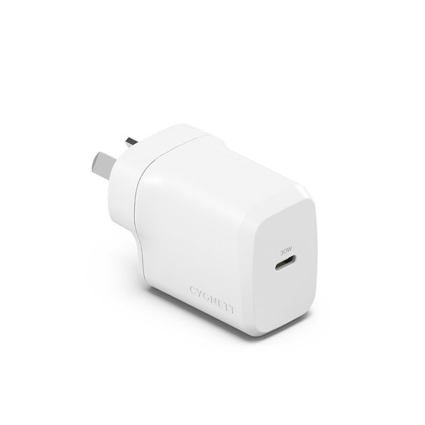 Cygnett CY4736PDWCH 30W PowerPlus USB-C PD GaN Fast Wall Charger White