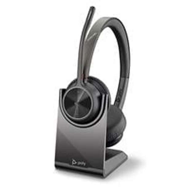 Poly 77Z32AA Voyager 4320 MS Stereo Bluetooth Business Headset with Stand & USB-C Dongle