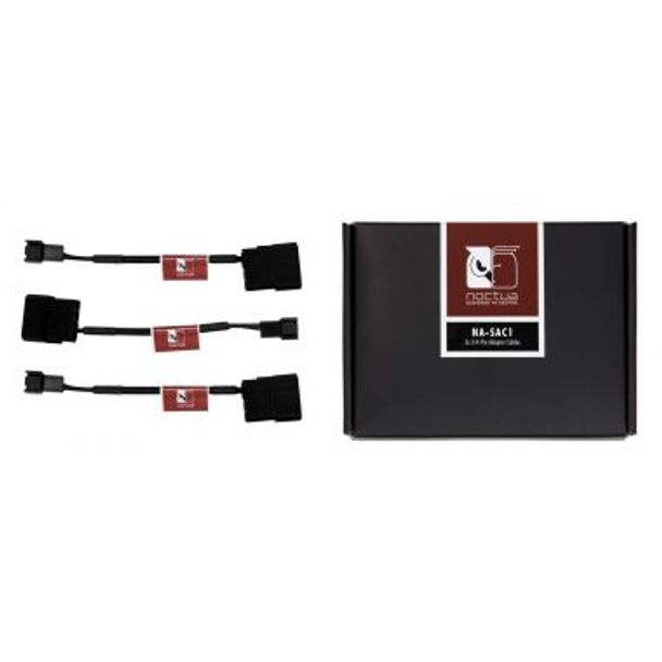 Noctua Black NA-SAC1 12cm 3Pin To 4Pin Molex Power Adapter Cables - 3 Pack