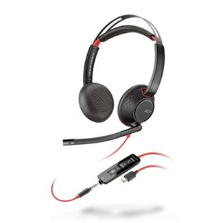 Poly 8X231AA Blackwire C5220 UC Stereo USB-C Business Headset with 3.5mm Plug + USB-C/A Adapter
